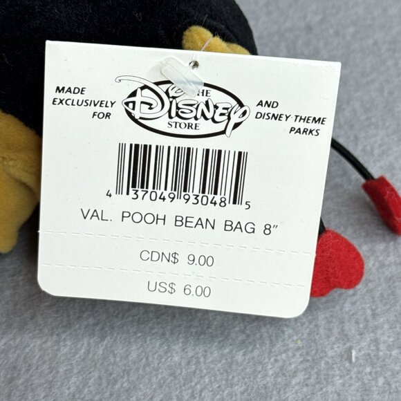 Valentine Pooh Winnie The Pooh Heart Wings Disney Store Bean Bag 8" Plush Toy - Picture 5 of 5